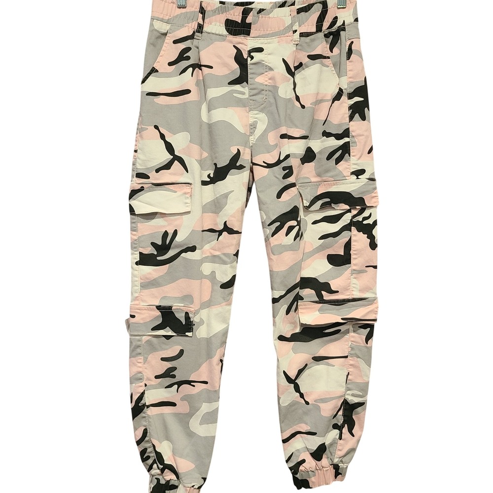 V.I.P. Pink Camo Cargo Joggers Womens 9/29 High Rise Stretch Utility Pants